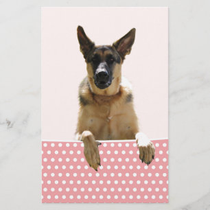 Papeterie Chien berger allemand Pois roses