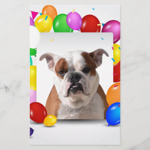 Papeterie Chien de taureau avec des ballons colorés Thème d'