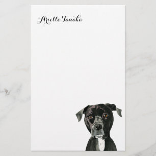 Papeterie Chien noir mignon de Pitbull profondément dans la