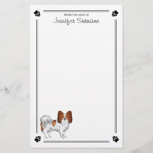 Papeterie Chien Papillon Rouge Et Blanc Avec Pattes Et Texte