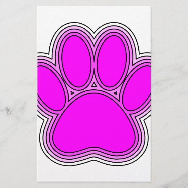 Papeterie Chien Paw En Rose Avec Des Contours (Devant)