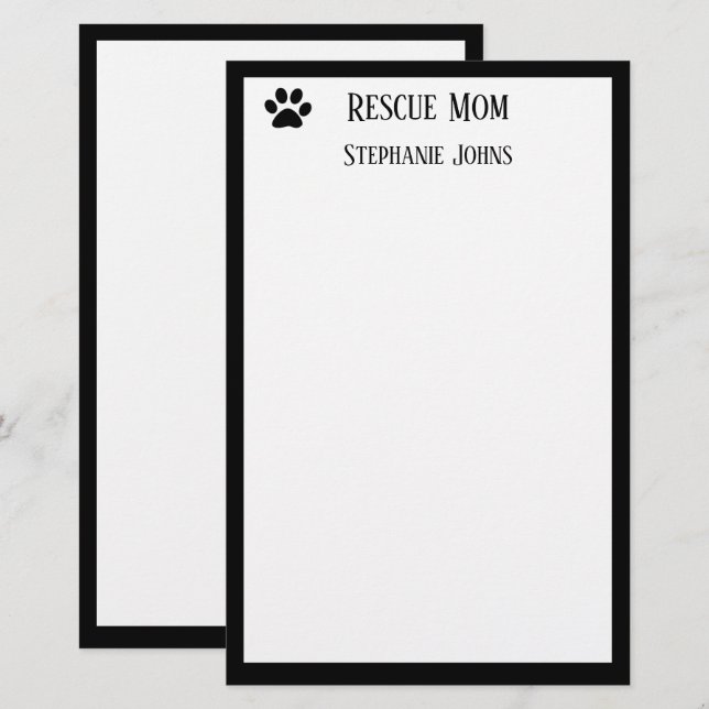 Papeterie Chien Secourir Maman Papa Parent Noir Blanc Nom pe (Devant / Derrière)