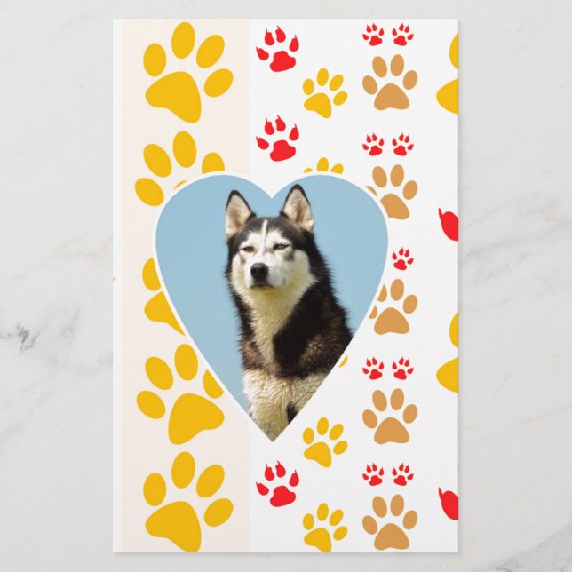 Papeterie Chien sibérien - pattes cardiaques Imprimer (Devant)