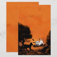 Chiot avec chat et chauve-souris noirs, Happy Hall