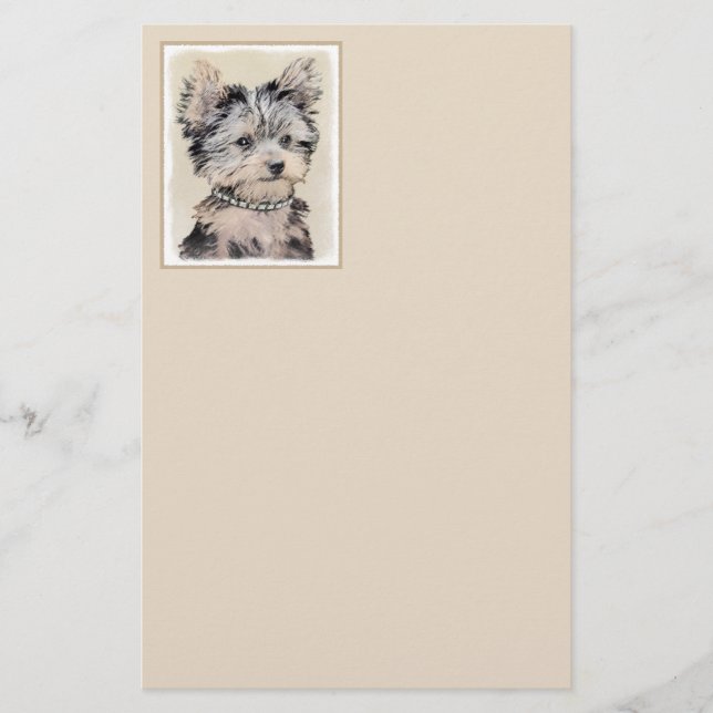 Papeterie Chiot de Yorkshire Terrier peignant l'art original (Devant)