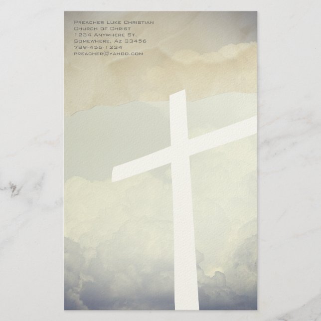 Papeterie Christian Cross Sur Nuages (Devant)