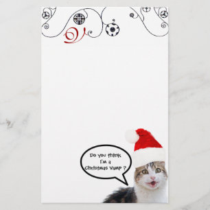 Papeterie CHRISTMAS CHAT AVEC SANTA CLAUS CASQUETTE Monogram
