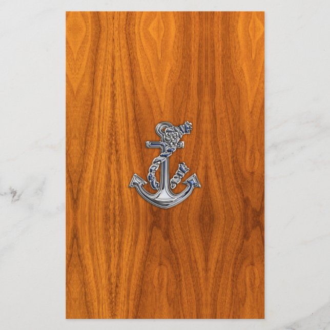 Papeterie Chrome Rope Anchor on Teak Veneer (Devant)