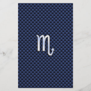 Papeterie Chrome Scorpio Zodiac Sign on Blue Carbon Fibre