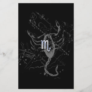Papeterie Chrome Style Scorpio Zodiac Symbole sur Hevelius