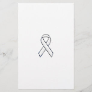 Papeterie Chrome Style White Ribbon Awareness