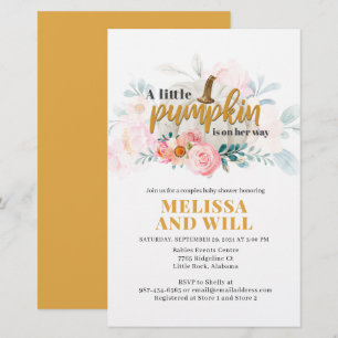 Papeterie Citrouille Couples Baby shower Floral Invitation