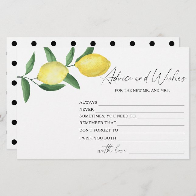 Papeterie Citrus citron - Conseils et souhaits de Fête des m (Devant / Derrière)