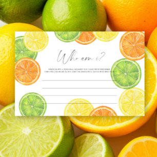 Papeterie Citrus - Qui suis-je jeu de baby shower de mariage