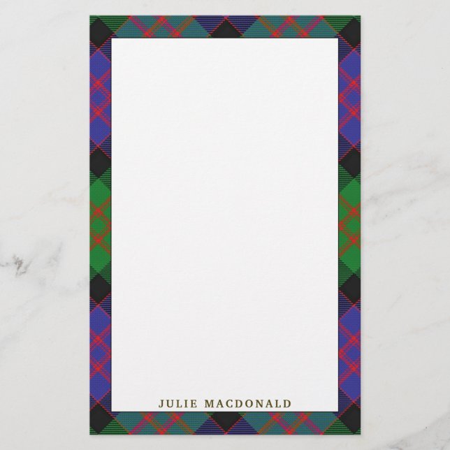 Papeterie Clan élégant MacDonald Tartan Plaid (Devant)