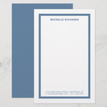 Classic Professional Dusty Blue Border Stationery