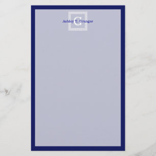 Papeterie Clé grecque blanche bleue marine #1 Monogramme enc