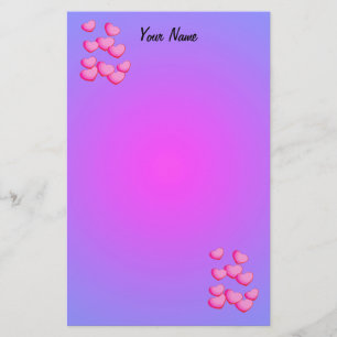 Papeterie Clusters de Coeurs Plutôt Roses Vibrant Rose viole