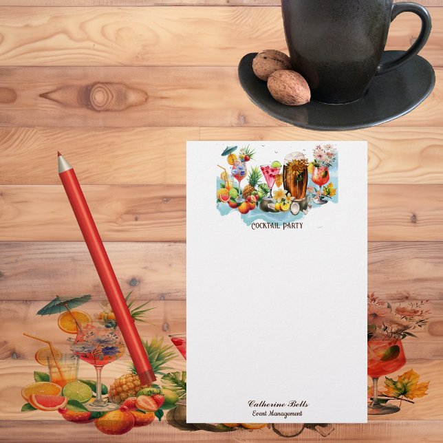 Papeterie Cocktails de plage Fruits Tropicaux Enterrement de (Beach Cocktails Tropical Fruits Bachelorette Party Stationery)