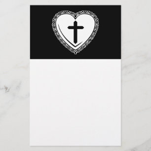 Papeterie Cœur & Croix Gothique (Noir & Blanc)
