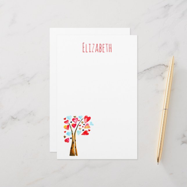 Papeterie Coeur des valemtines lunaires (Devant/Arrière en situation)