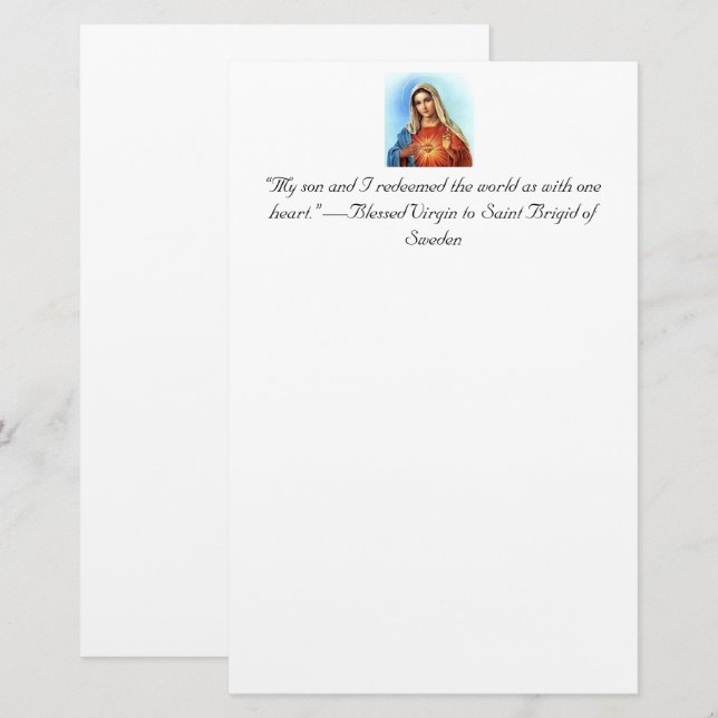 Papeterie Coeur immaculé de Marie et Coeur sacré de Jésus (Devant / Derrière)