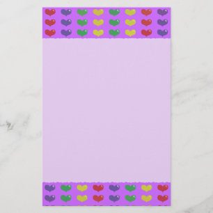 Papeterie Coeurs d'amour Papier à lettres mauves
