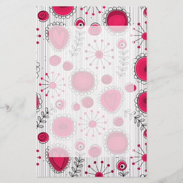 Papeterie Coeurs et fleurs blancs et rouges blancs (Devant)