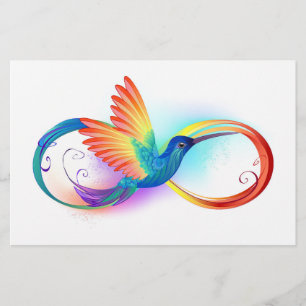 Papeterie Colibri arc-en-ciel avec symbole Infinity