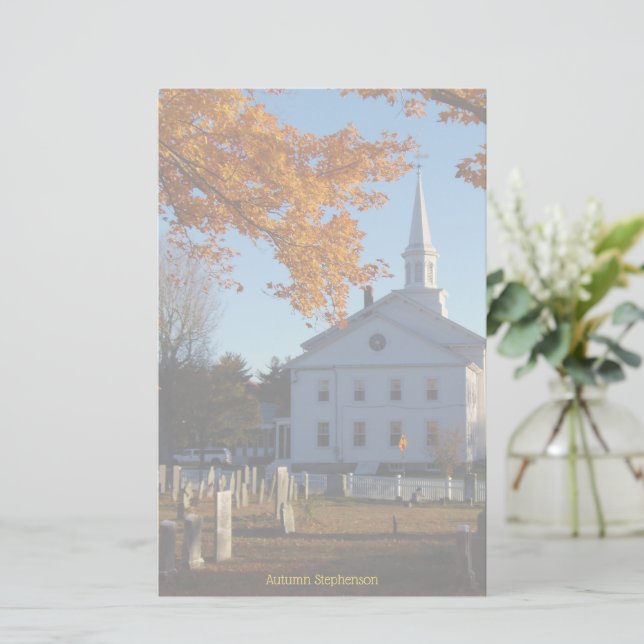 Papeterie Collier d'automne d'or avec église et cimetière (Debout devant)