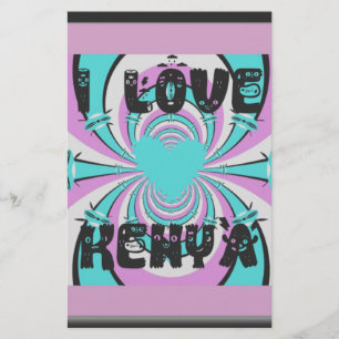Papeterie Coloré Kenya Love : Purple Cyan White Funny