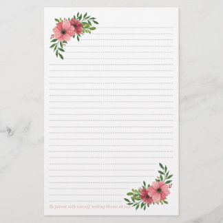 Papeterie Conception florale d'aquarelle rose