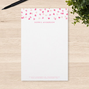 Papeterie Confettis de cœurs roses éparpillés