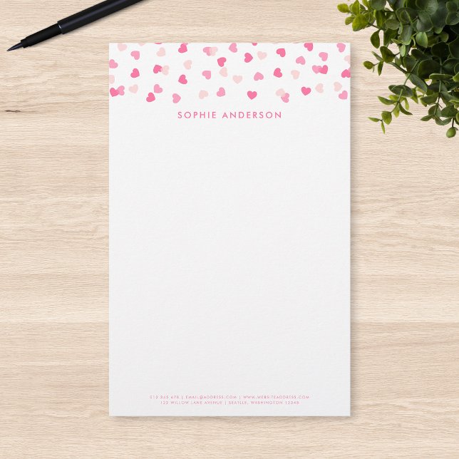 Papeterie Confettis de cœurs roses éparpillés (Créateur téléchargé)