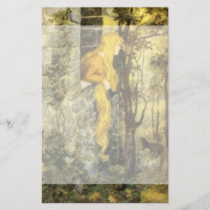 Papeterie Conte de fées vintage, Rapunzel avec cheveux longs