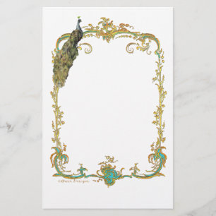 Papeterie Coq avec papier à lettres ornementales Gold Frame