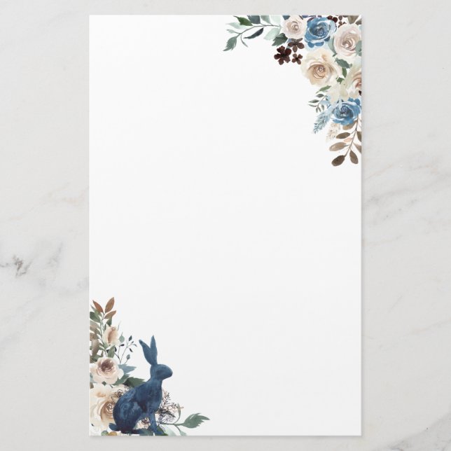 Papeterie Corail floral de lapin bleu (Devant)