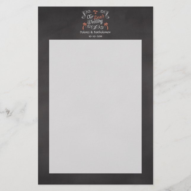 Papeterie Coral Chalkboard Script Plage Mariage (Devant)