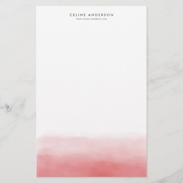 Papeterie Coral Rouge Aquarelle Ombre Gradient Personnalisé (Devant)