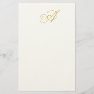 Papeterie Couleur Or Monogramme Initiale Classique Professio