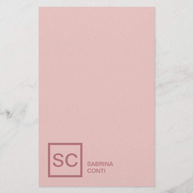 Papeterie Couleur or rose nom monogramme professionnel girly (Devant)