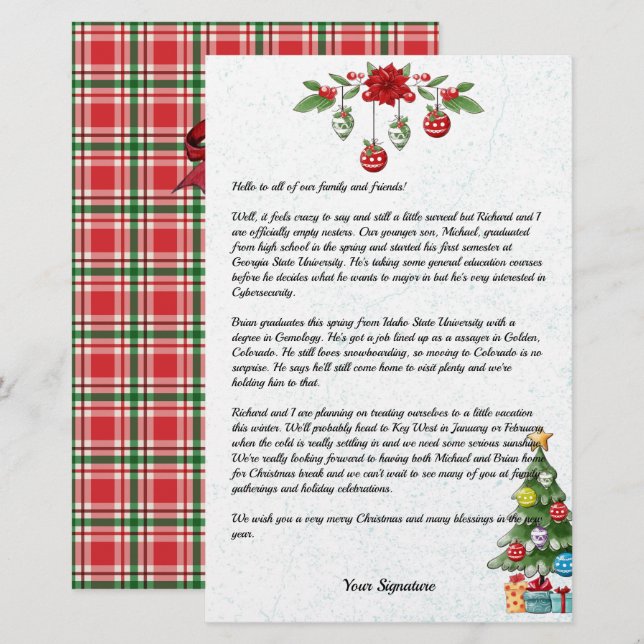 Papeterie Country Christmas Family Newsletter Ajouter le tex (Devant / Derrière)