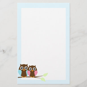 Papeterie Couples de hibou sur une branche