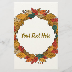Papeterie Couronne de feuilles personnalisée de l'automne