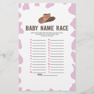 Papeterie Cowgirl Rodeo Nom Course Baby shower Activité de j