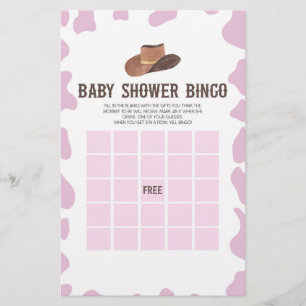 Papeterie Cowgirl Rodeo Western Bingo Baby shower jeu