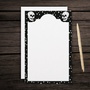 Papeterie Crâne classique blanc Halloween Goth