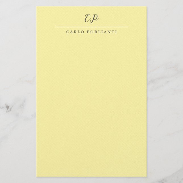 Papeterie Cream Modern Monogrammed Calligraphy Plain Name (Devant)