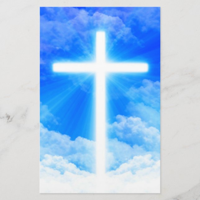 Papeterie Croix de lumière Jésus-Christ chrétien personnalis (Devant)