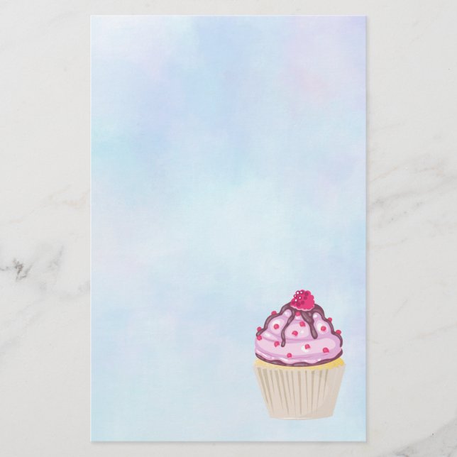 Papeterie Cupcake sucré avec framboise sur le dessus (Devant)